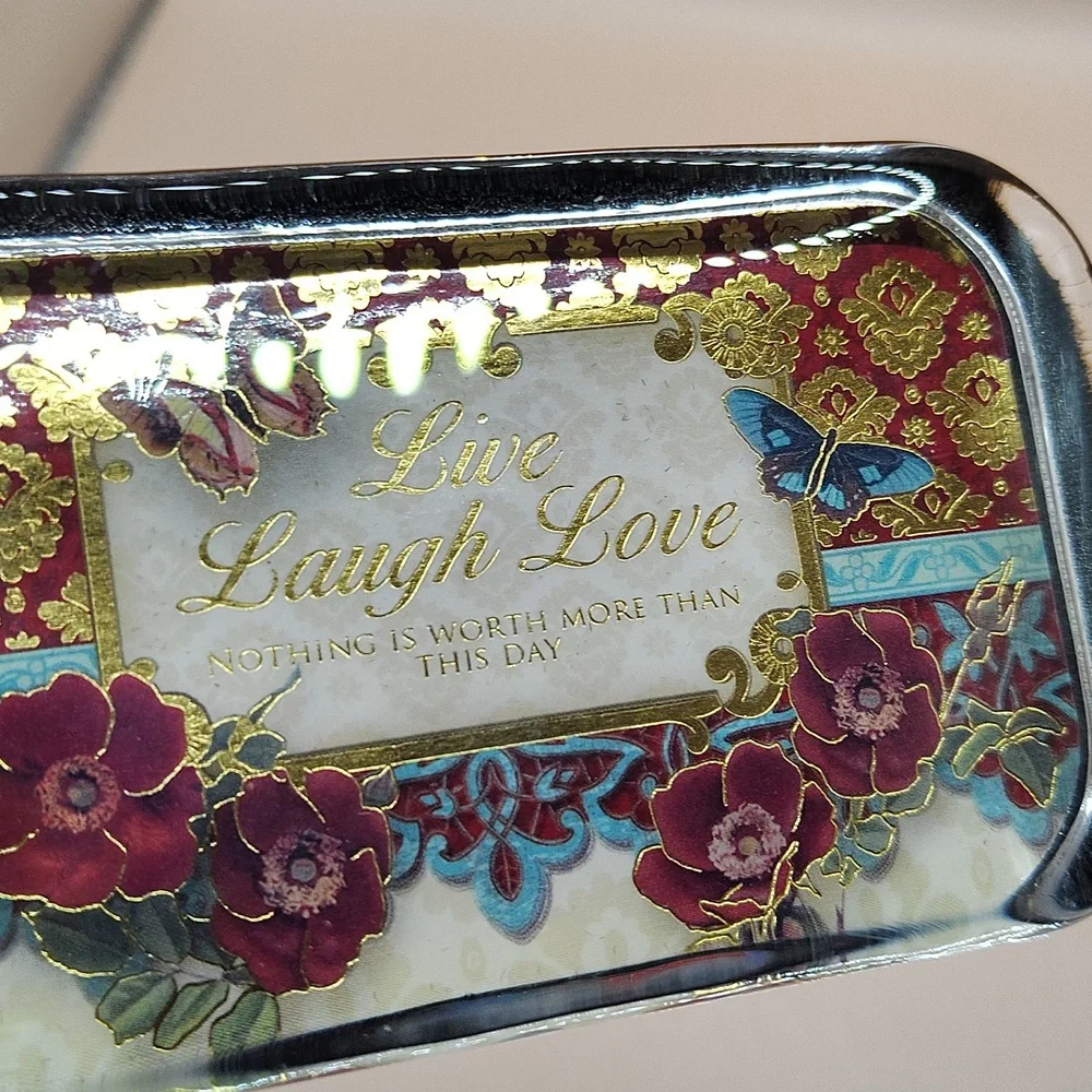 Vintage Glass Paperweight - Live Laugh Love